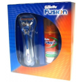 GILLETTE FUSION ZESTAW: MASZYNKA + ŻEL DO GOLENIA