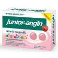 Junior Angin, Tabletki do ssania na gardło dla dzieci o smaku truskawkowym, 24 szt.