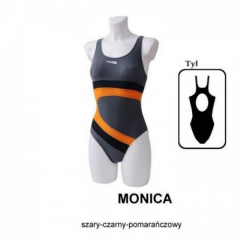Kostium pływacki Monica r.158 szaro-czarno-pomarańczowy