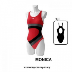 Kostium pływacki Monica r.152 czerwono-czarno-szary