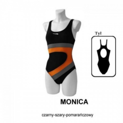 Kostium pływacki Monica r.158 czarno-szaro-pomarańczowy