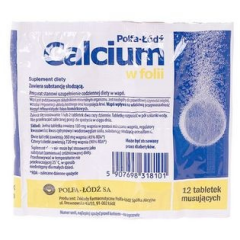 CALCIUM POLFA ŁÓDŹ W FOLII TABL.MUS.  * 12 SZT.