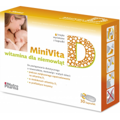 MINIVITA D WITAMINA DLA NIEMOWLĄT I DZIECI 30 KAPSUŁEK WAŻNOŚCI 31.10.2013