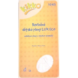 KIKKO EKO -  DZIECIĘCA PIELUCHA BAWEŁNIANA LUX 70 X 70 W OPAKOWANIU 10 SZTUK