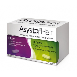 Asystor Hair, Dwufazowy system wzmacniania włosów, 60 tabletek