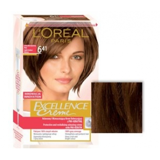 Loreal Excellence Creme, Krem koloryzujący, nr 6,41 jasny bursztynowy brąz
