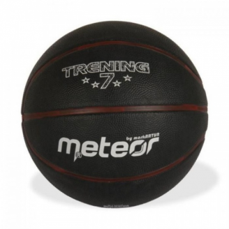 Piłka koszowa Meteor Treningowa czarna paski czerwone 7