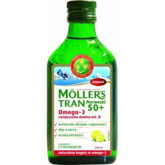 Tran norweski moller's 50 , Smak cytrynowy, 250 ml