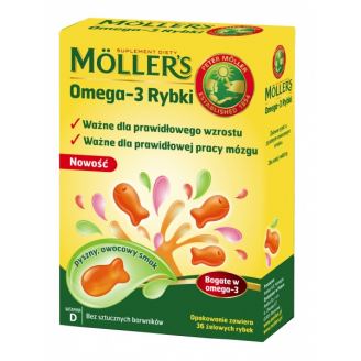 Tran Norweski, Moller'S Omega-3 rybki, 36 żelowych rybek