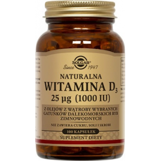 SOLGAR WITAMINA D3 100 KAPSUŁEK