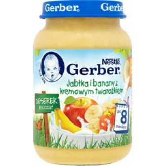 GERBER 8M JABLKA,BANANY,TWAROZEK 190G