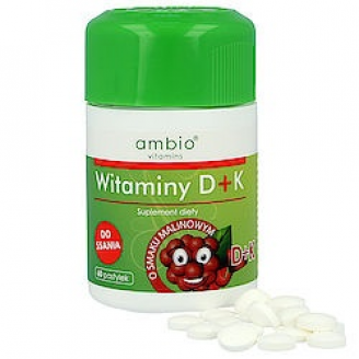 Witaminy D+K Ambio, pastyl, do ssania, 60 szt