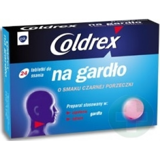 COLDREX NA GARDŁO O SMAKU CZARNEJ PORZECZKI  TABL. DO SSANIA 24 TABL.