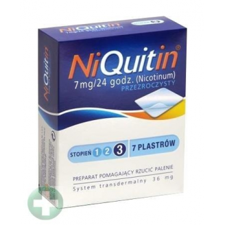 NIQUITIN - PRZEZROCZYSTY SYSTEM TRANSDERMALNY, 7 MG/24H, 7 PLASTRÓW