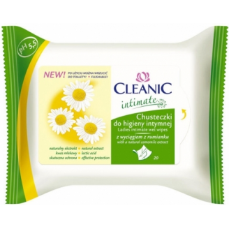CLEANIC CHUSTECZKI DO HIGIENY INTYMNEJ Z WYCIĄGIEM Z RUMIANKU 10 SZTUK