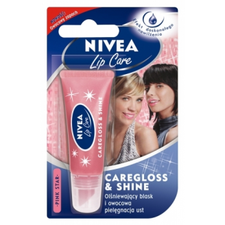 NIVEA LIP CARE - POMADKA CAREGLOSS&SHINE PINK, TUBKA 10 ML
