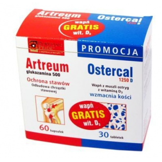 ARTREUM 0,5 G 60 KAPSUŁEK + OSTERCAL 1250 D 30 TABLETEK GRATIS !   