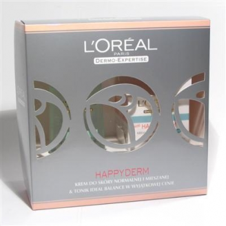 L'OREAL HAPPYDERM ZESTAW: KREM DO CERY NORMALNEJ/MIESZANEJ + TONIK 7 ZŁ TANIEJ!