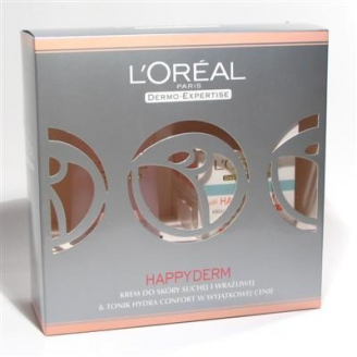L'OREAL HAPPYDERM ZESTAW: KREM DO CERY SUCHEJ I WRAŻLIWEJ + TONIK 7 ZŁ TANIEJ!