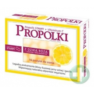 Propolki Pastylki do ssania,  Dzika róża i sok malinowy, 16 szt.