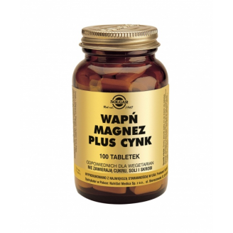 SOLGAR WAPŃ MAGNEZ PLUS CYNK 100 TABLETEK