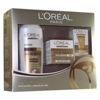 L'OREAL AGE RE-PERFECT PRO-CALCIUM ZESTAW ŚWIATECZNY - KREM NA DZIEŃ + MLECZKO DO CIAŁA + KREM POD OCZY 15 ML GRATIS!