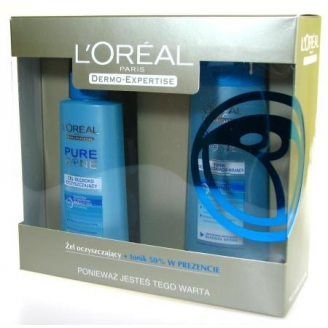 L'OREAL PURE ZONE ZESTAW: ŻEL OCZYSZCZAJĄCY(pompka) + TONIK