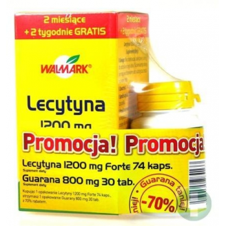 LECYTYNA 1200 MG 74 KAPSUŁKI + GUARANA 70% TANIEJ