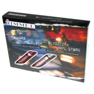 RIMMEL ZESTAW W SUPER CENIE: TUSZ VOLUME FLASH + BŁYSZCZYK VINYL STARS