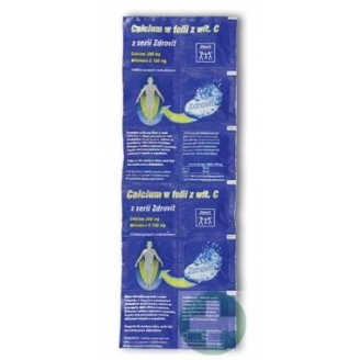 ZDROVIT CALCIUM 300 MG Z WITAMINĄ C W FOLII 12 TABLETEK MUSUJĄCYCH