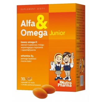 @ALFA & OMEGA JUNIOR O SMAKU POMARAŃCZOWYM 30 KAPSUŁEK