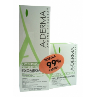 A-DERMA EXOMEGA MLECZKO DO CIAŁA Z WYCIĄGIEM Z OWSA + KOSTKA DERMOKOSMETYCZNA