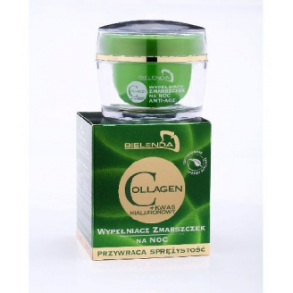 Bielenda Collagen + Kwas Hialuronowy Wypełniacz zmarszczek na noc 40+