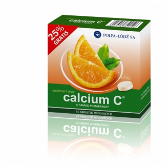 Calcium C o smaku pomarańczowym, 16 tabletek musujących