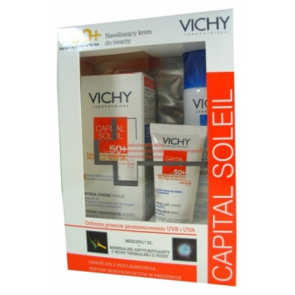 VICHY CAPITAL SOLEIL ZESTAW NAWIŻAJĄCY KREM DO TWARZY SPF 50 + WODA TERMALNA GRATIS