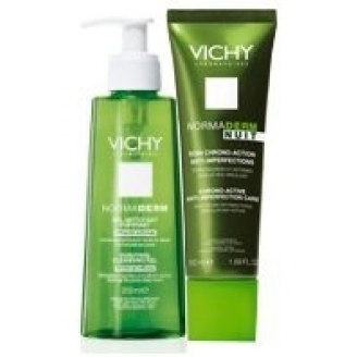 VICHY NORMADERM ZESTAW KREM NA NOC ZWALCZAJĄCY NIEDOSKONAŁOŚCI + ŻEL OCZYSZCZAJĄCY 200 ML