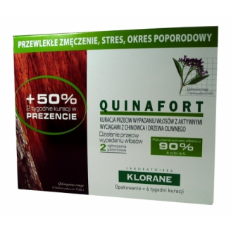 KLORANE QUINAFORT KURACJA PRZECIW WYPADANIU WŁOSÓW DLA KOBIET 12 X 5 ML + 2 TYGODNIE KURACJI W PREZENCIE