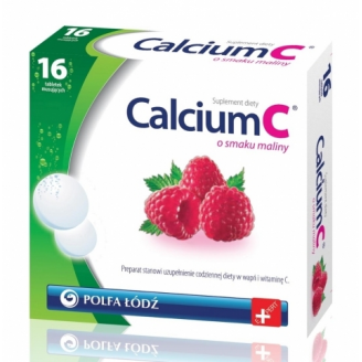Polfa, Calcium C, O smaku maliny, 16 tabletek musujących