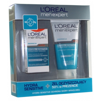L'OREAL MEN EXPERT HYDRA SENSITIVE ZESTAW ŚWIATECZNY -  ŻEL - KREM MUSUJĄCY 150 ML 40% TANIEJ!