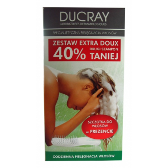 DUCRAY EXTRA DOUX SZAMPON NAWILŻAJĄCY DO CZĘSTEGO STOSOWANIA 2x300 ML + SZCZOTKA DO WŁOSÓW W PREZENCIE