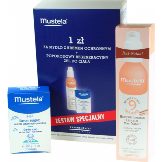 MUSTELA 9 M-CY POPORODOWY ŻEL REGENERACYJNY DO CIAŁA 200 ML + MYDEŁKO Z KREMEM OCHRONNYM