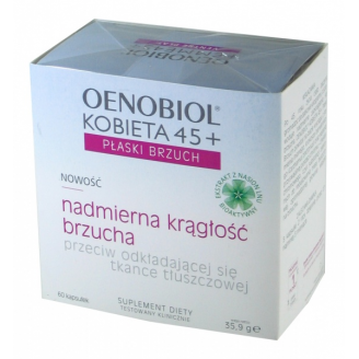 OENOBIOL KOBIETA 45+ - PŁASKI BRZUCH, NADMIERNA KRĄGŁOŚĆ BRZUCHA, 60 KAPSUŁEK