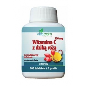 VITACOM WITAMINA C 500 MG Z DZIKĄ RÓŻĄ, 107 TABLETEK