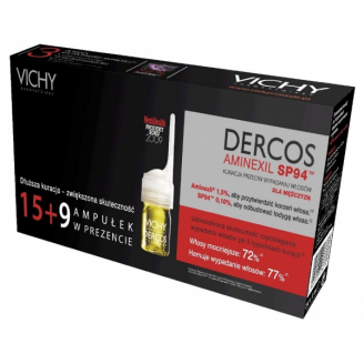 VICHY DERCOS AMINEXIL SP94 MEN - KURACJA PRZECIW WYPADANIU WŁOSÓW DLA MĘŻCZYZN, 15+9 GRATIS