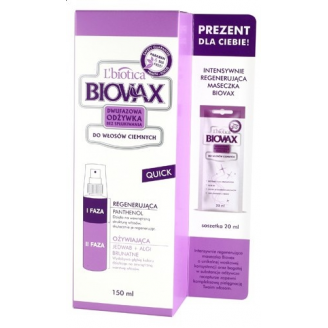Biovax Quick, Odżywka dwufazowa bez spłukiwania do włosów ciemnych, 150 ml