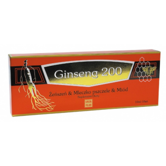 Ginseng 200 Żeńszeń, Mleczko pszczele, Płyn doustny, 10 ml x 10 sztuk