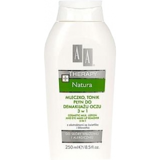 AA THERAPY NATURA MLECZKO, TONIK, PŁYN DO DEMAKIJAŻU OCZU 3 W 1 250 ML