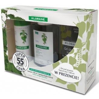 KLORANE NA BAZIE MLECZKA Z OWSA ZESTAW SZAMPON 200 ML + BALSAM 150 ML + ŻEL POD PRYSZNIC "ORZEŹWIAJĄCY PORANEK" 200 ML GRATIS