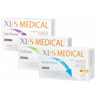 XL-S MEDICAL ZESTAW FAT BINDER 60 TABLETEK + APPETITE REDUCER 60 KAPSUŁEK + CARB BLOCKER 60 TABLETEK