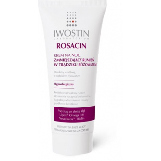 Iwostin Rosacin, Krem na noc zmniejszający rumień w trądziku rózowatym,  40 ml